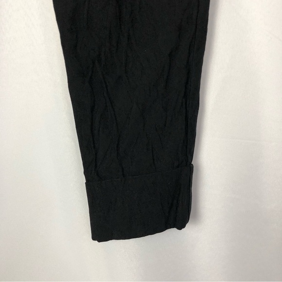 Versona Contemporary Black Floral Textured Ankle Crop Pants 6 - Picture 4 of 4